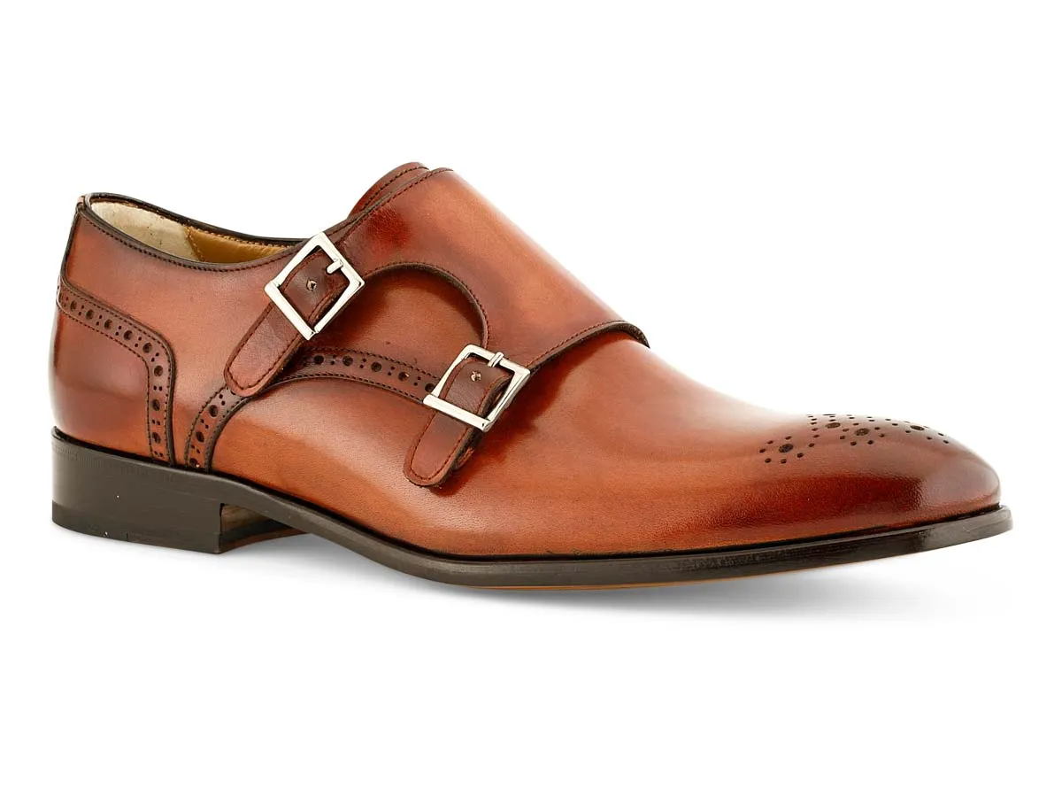 Codi Double Monkstrap in Cognac Nicol