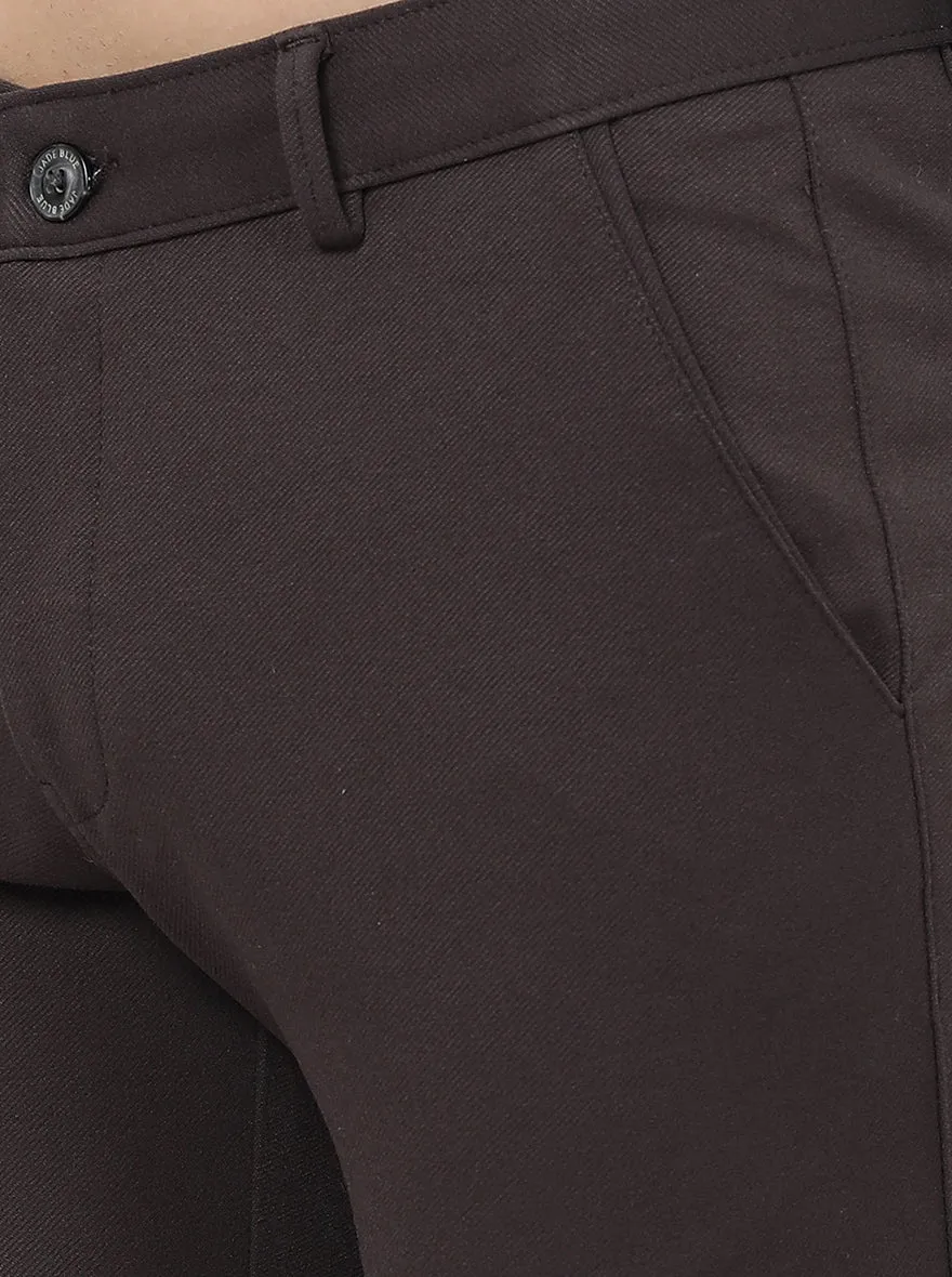 Coffee Brown Solid Slim Fit Club Wear Trouser | JB Studio