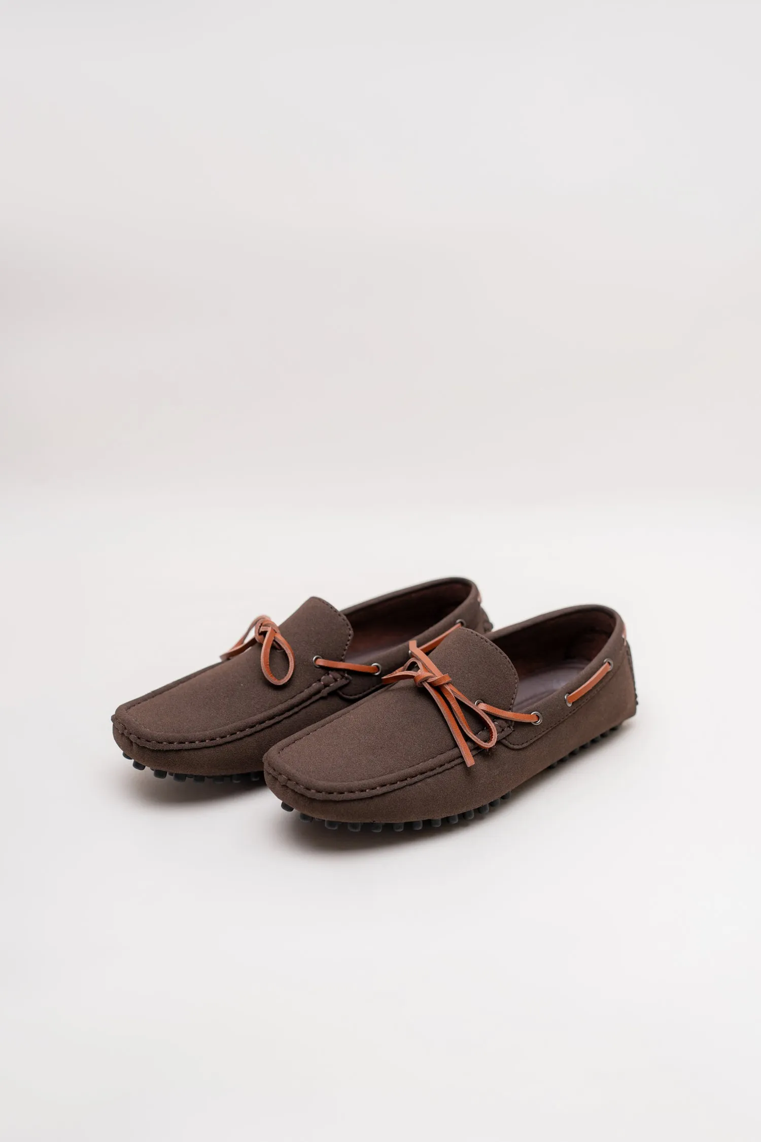 COFFEE SUEDE LACED LOAFERS