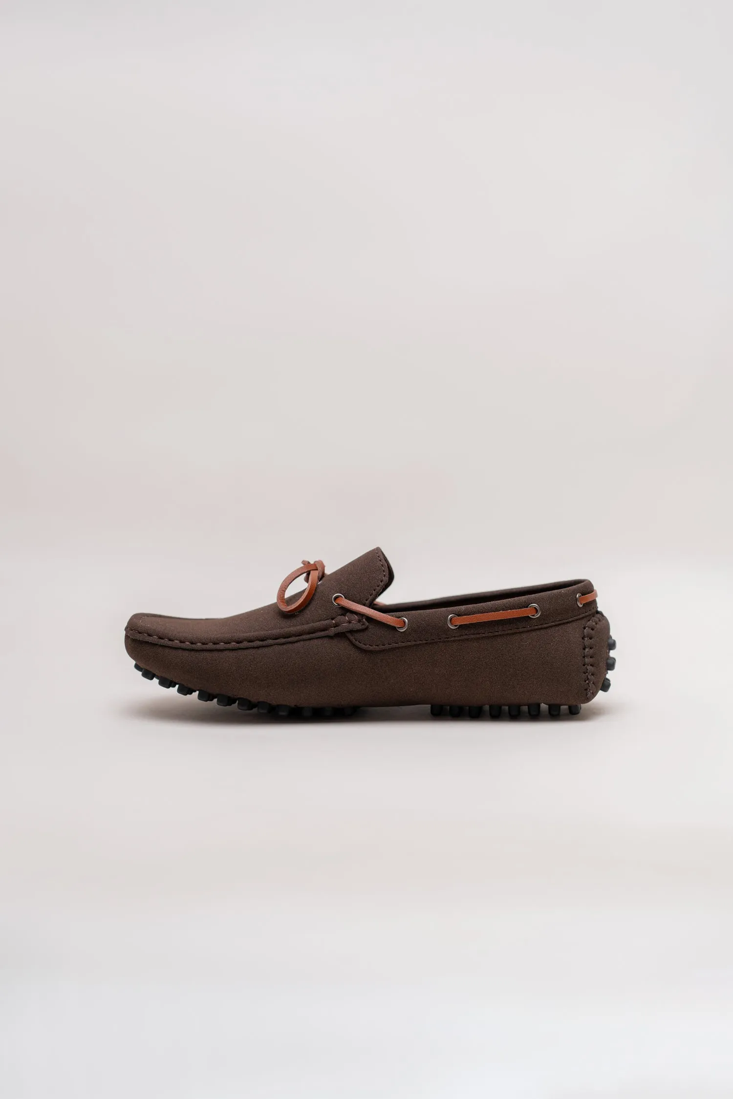COFFEE SUEDE LACED LOAFERS