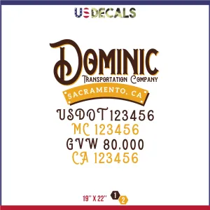 Company Name 2 Lines   5 Location Or Regulation Numbers Truck Lettering Decal (USDOT, MC, GVW, CA), 2 Pack