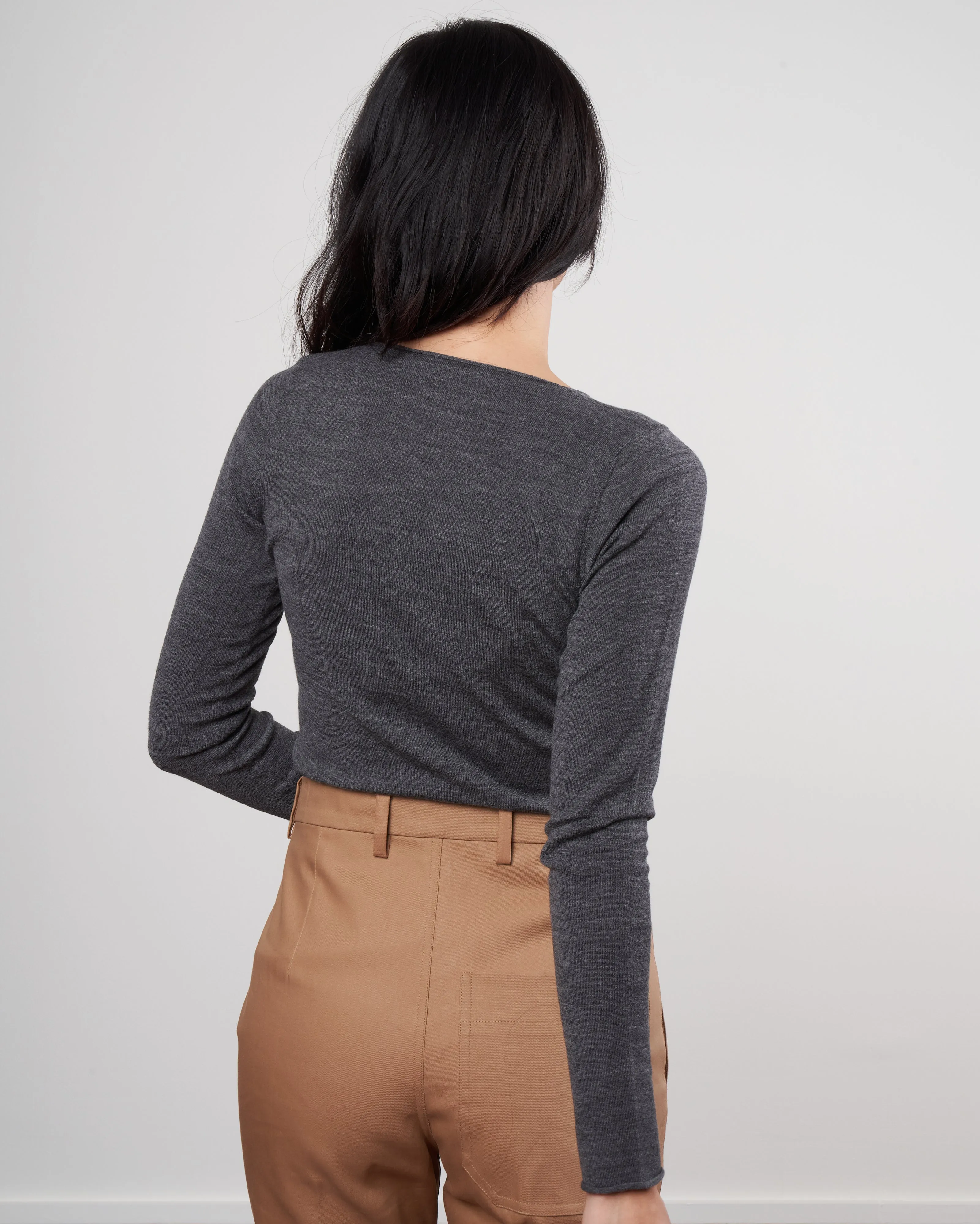 crewneck superfine merino tee - grey