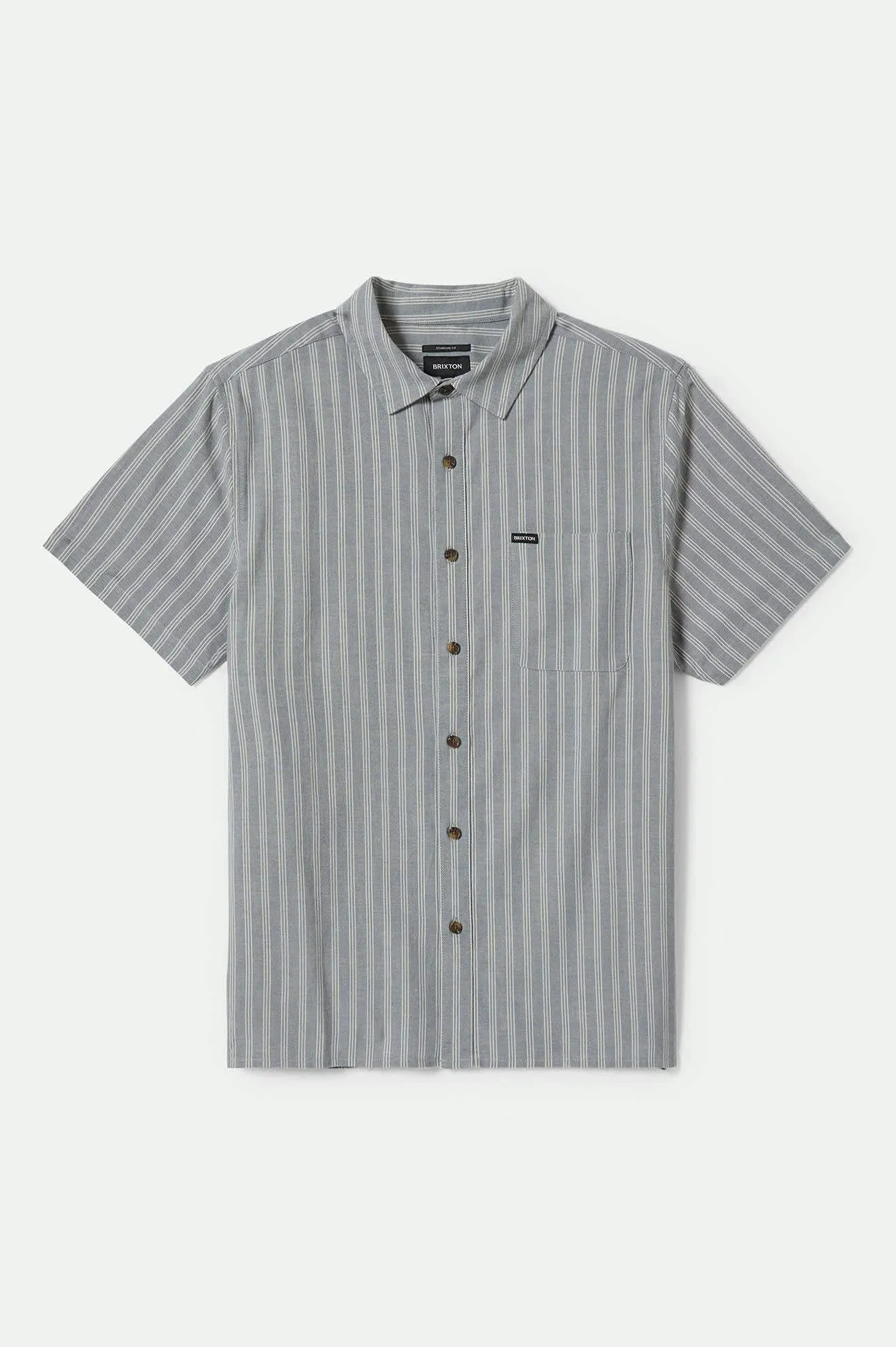 CRU Oxford Stripe S/S Shirt - Basalt Blue/Whitcap Stripe