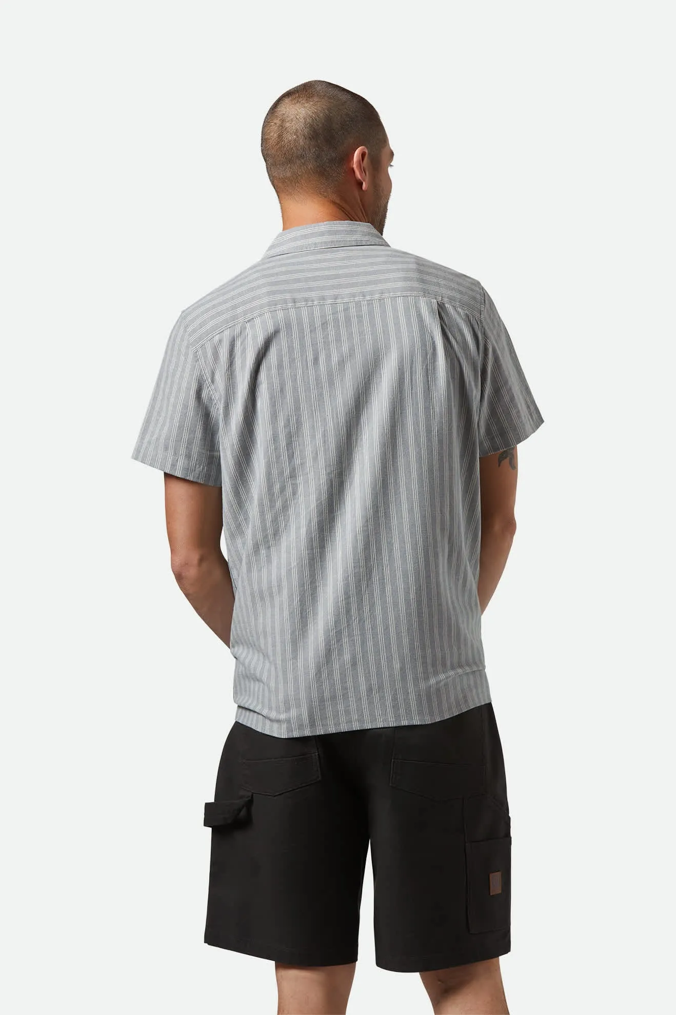 CRU Oxford Stripe S/S Shirt - Basalt Blue/Whitcap Stripe