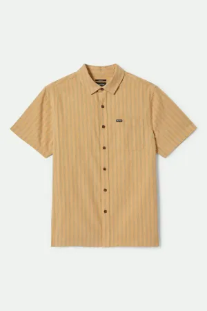 CRU Oxford Stripe S/S Shirt - Curry/Ivy Green Stripe