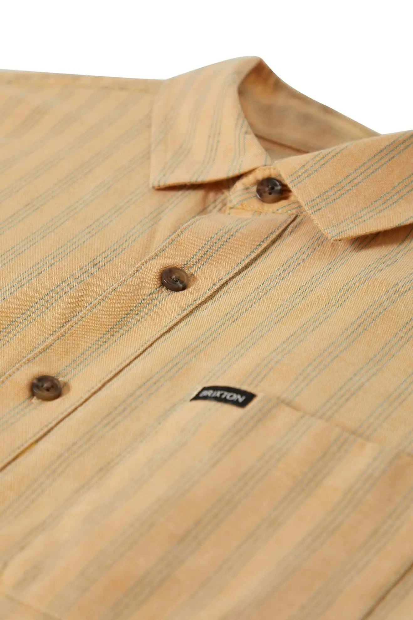 CRU Oxford Stripe S/S Shirt - Curry/Ivy Green Stripe