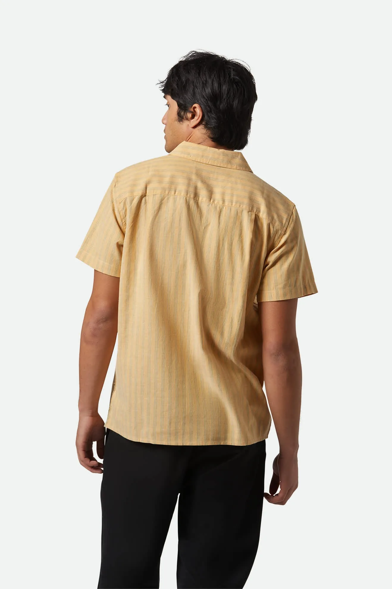 CRU Oxford Stripe S/S Shirt - Curry/Ivy Green Stripe