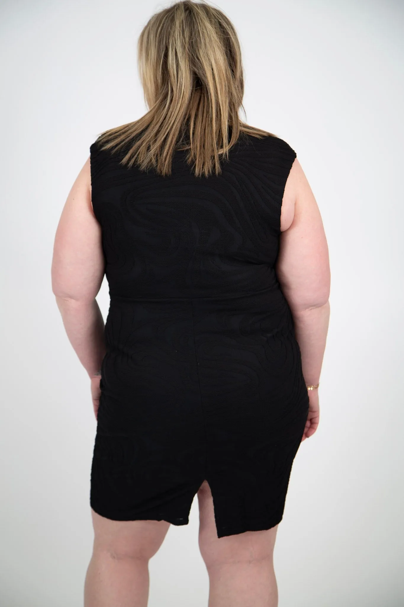 Curvy Jacquard Burnout Bullet Dress