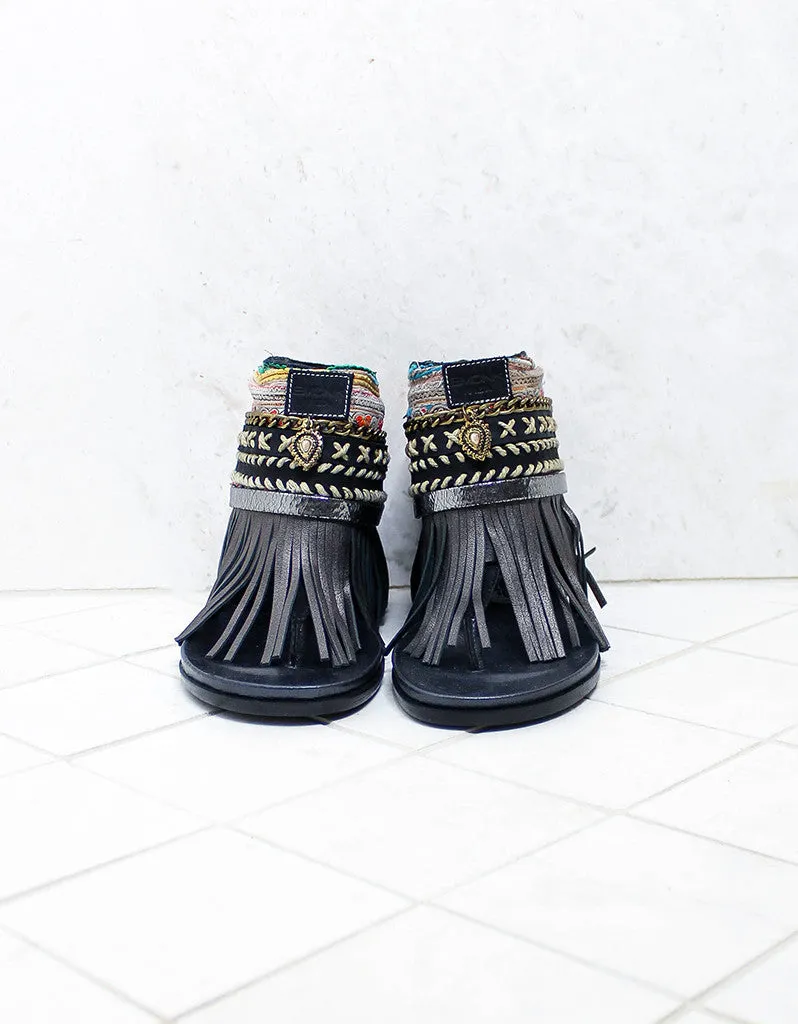 Custom Made Boho Sandals in Black | SIZE 37