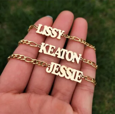 Custom Name Figaro Chain Anklet/Bracelet