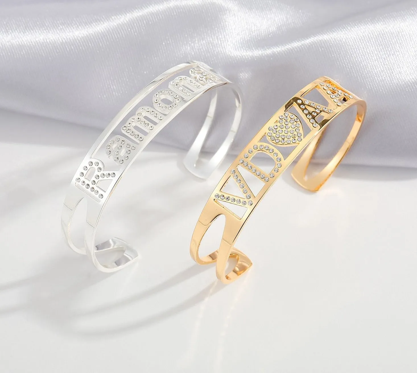 Custom Zircon Name Bangle Bracelet