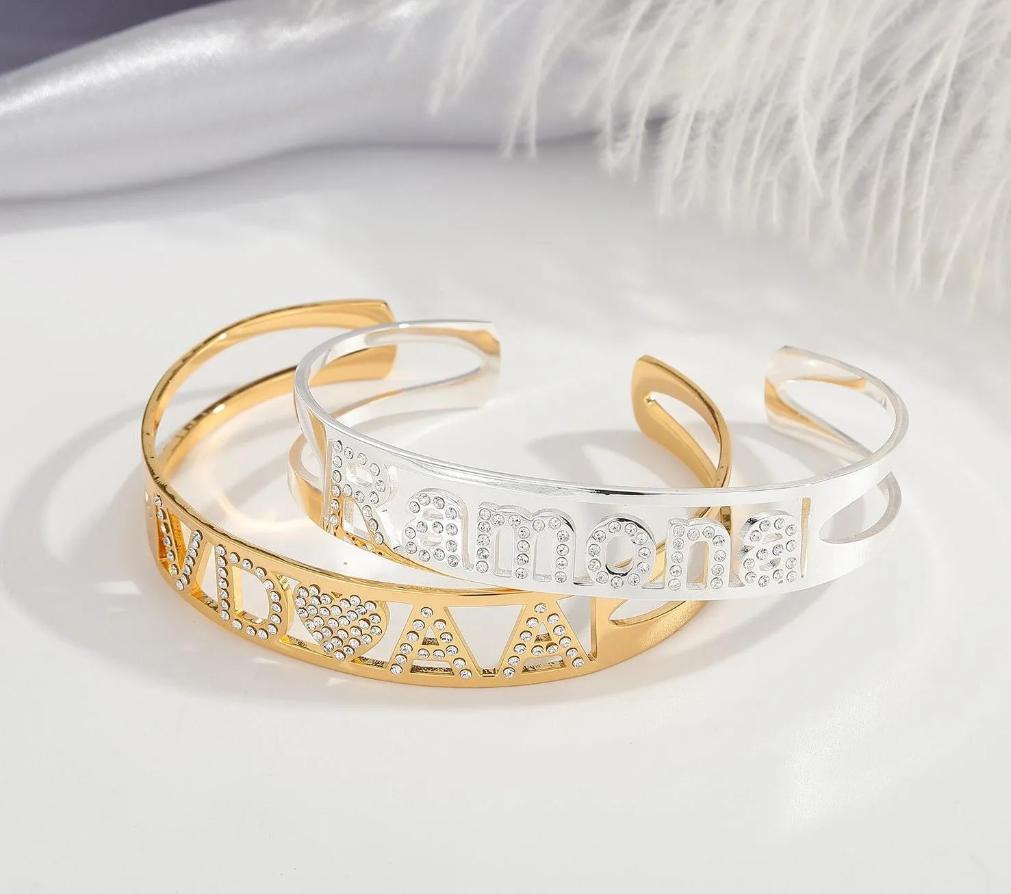 Custom Zircon Name Bangle Bracelet