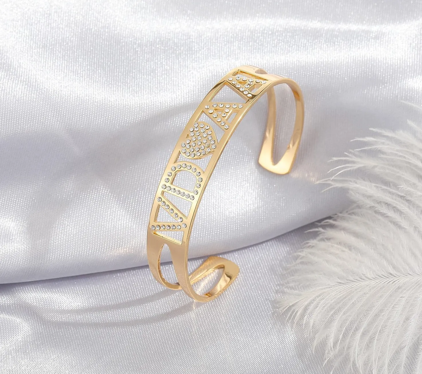 Custom Zircon Name Bangle Bracelet
