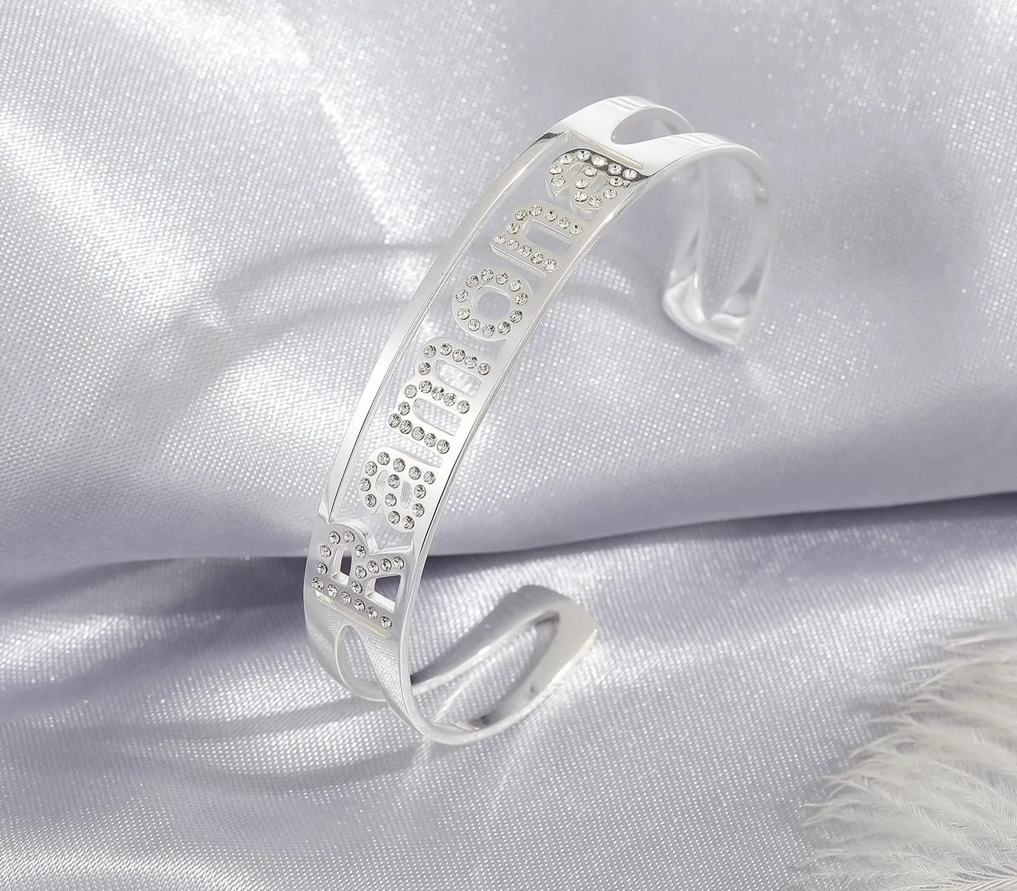 Custom Zircon Name Bangle Bracelet