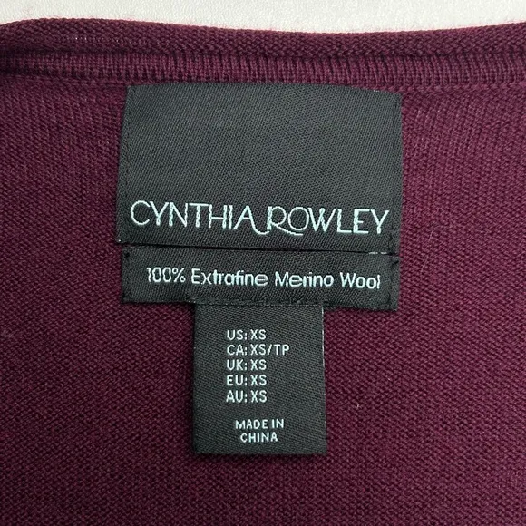 Cynthia Rowley NWT 100% Merino Wool Size XS Purple Sweater Dress Flare Sleeve