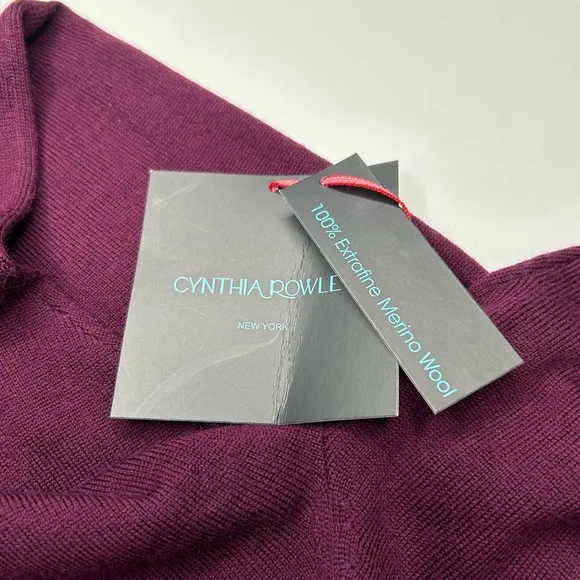 Cynthia Rowley NWT 100% Merino Wool Size XS Purple Sweater Dress Flare Sleeve