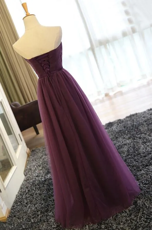 Dark Purple Tulle Long Formal Dress, Grape Party Dress , Party Dress