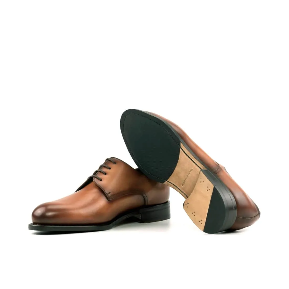 Derbie Blucher en cuir patiné gold