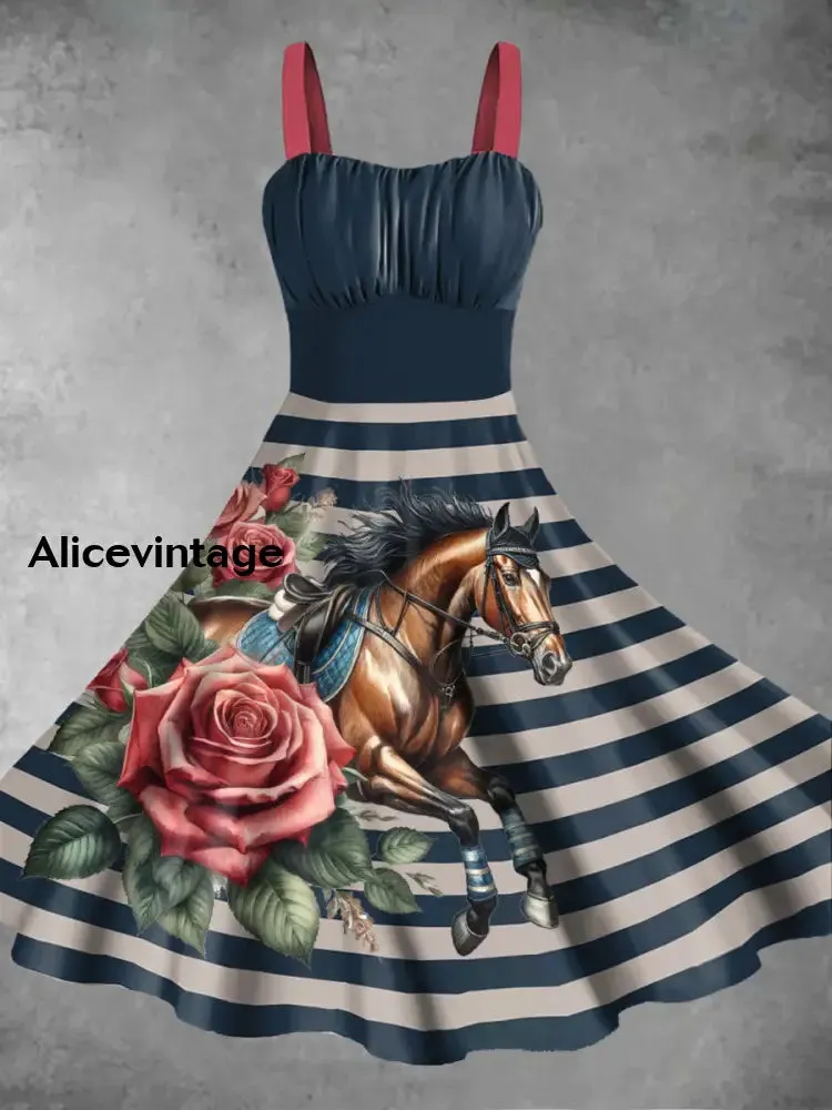 Derby Day Horse Art Print Vintage Suspender Dress Derby Dress