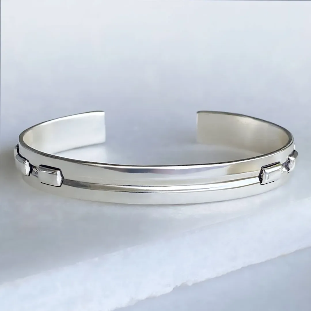 Derby Day - Stylized Horseshoe and Sterling Silver on Brass Cuff Bracelet