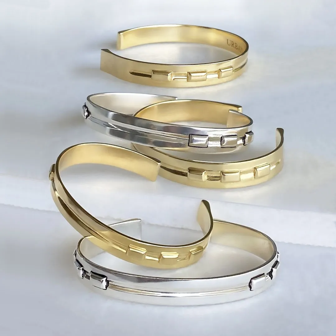 Derby Day - Stylized Horseshoe and Sterling Silver on Brass Cuff Bracelet
