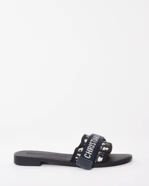 Dior Deep Blue Oblique Nylon Diorevolution Slides - 36