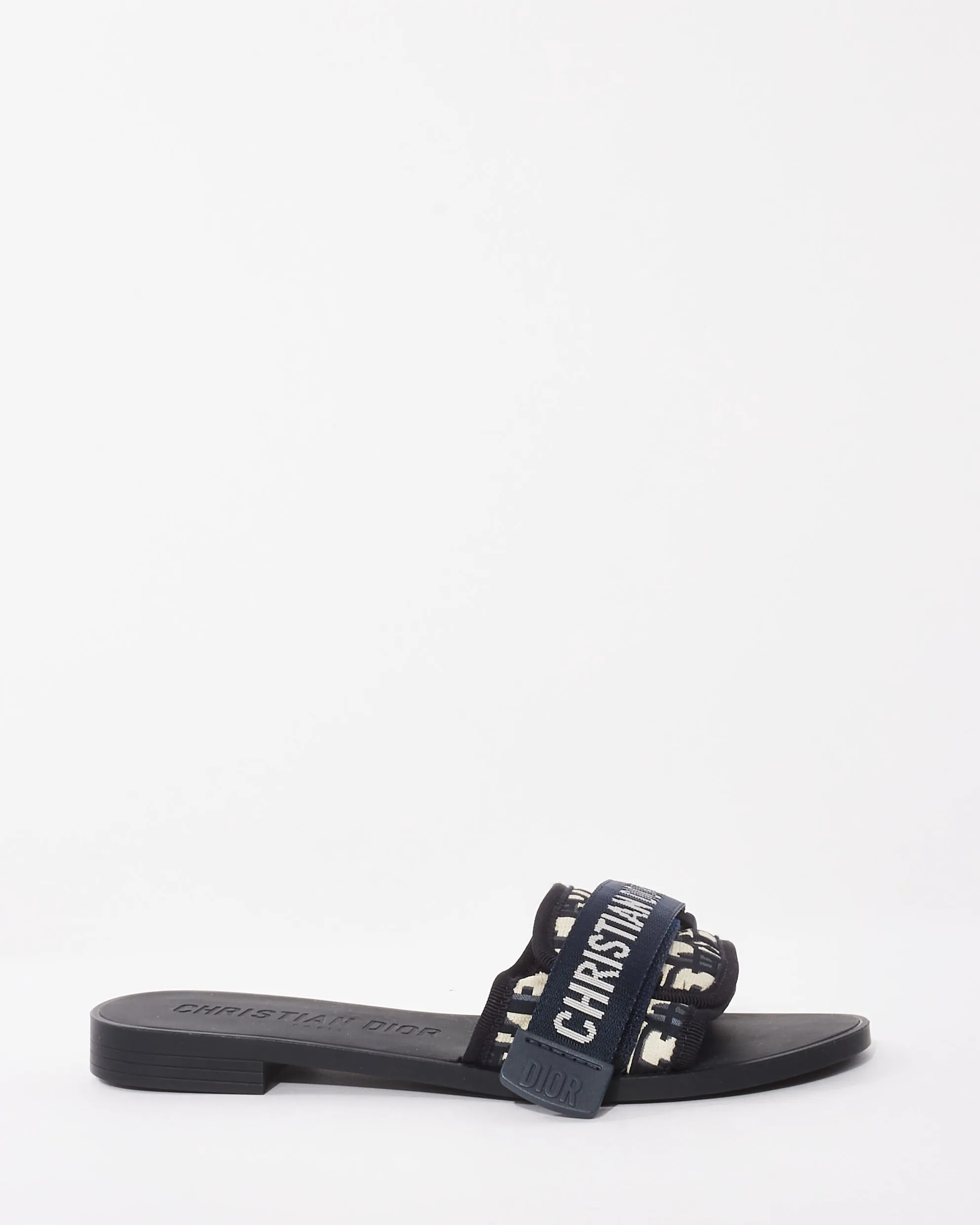 Dior Deep Blue Oblique Nylon Diorevolution Slides - 36