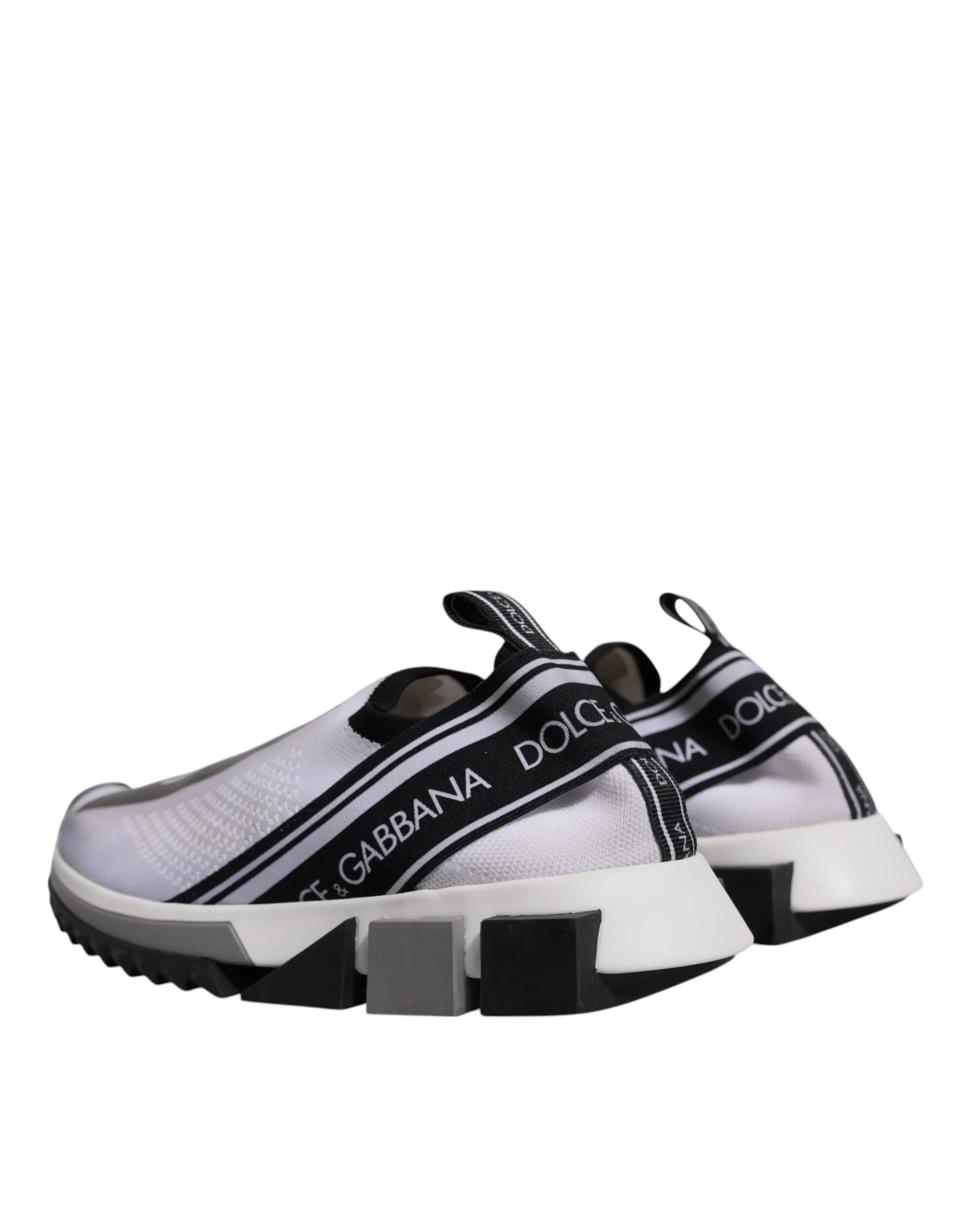 Dolce & Gabbana White Black Slip On Sorrento Sneakers Shoes