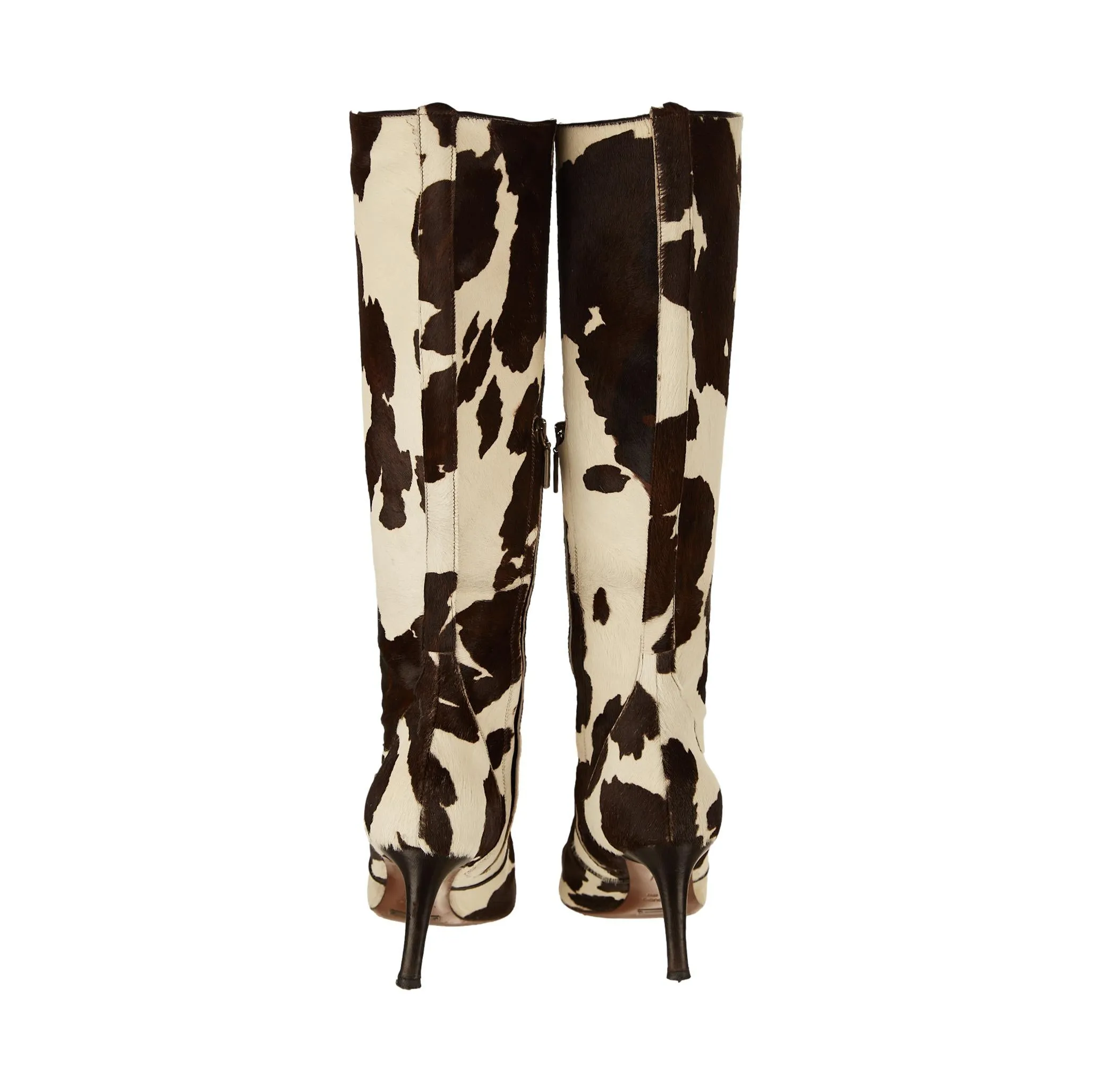 Dolce & Gabbana White Cow Print Boots