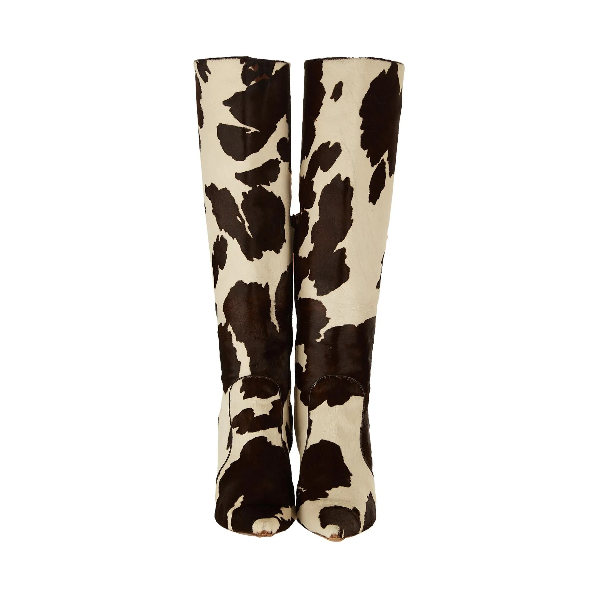 Dolce & Gabbana White Cow Print Boots