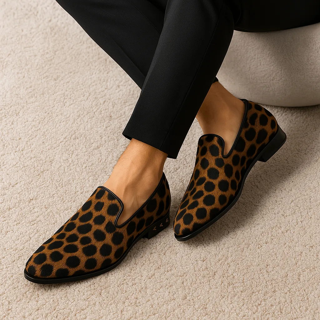 Domoir | Leopard Studded Slip-On Loafers
