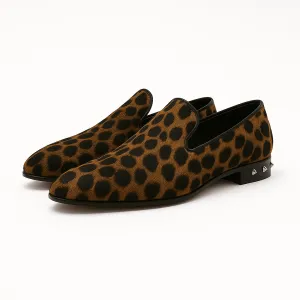 Domoir | Leopard Studded Slip-On Loafers