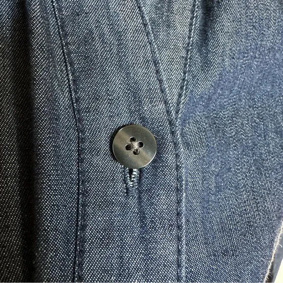 Draper James Chambray 100% Cotton Belted Shirt Dress Preppy Business Casual 8
