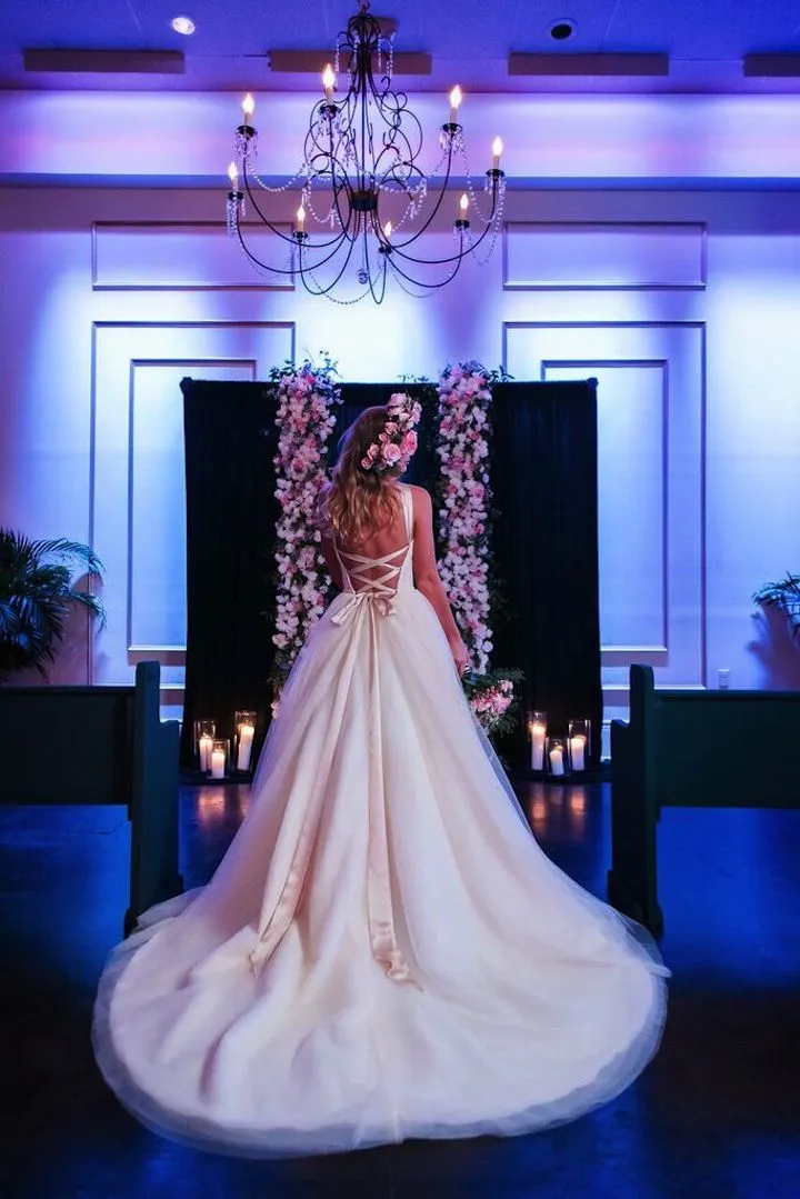Elegant See Through Lace High Neck Lace Up Back Tulle Wedding Dresses , AB1088