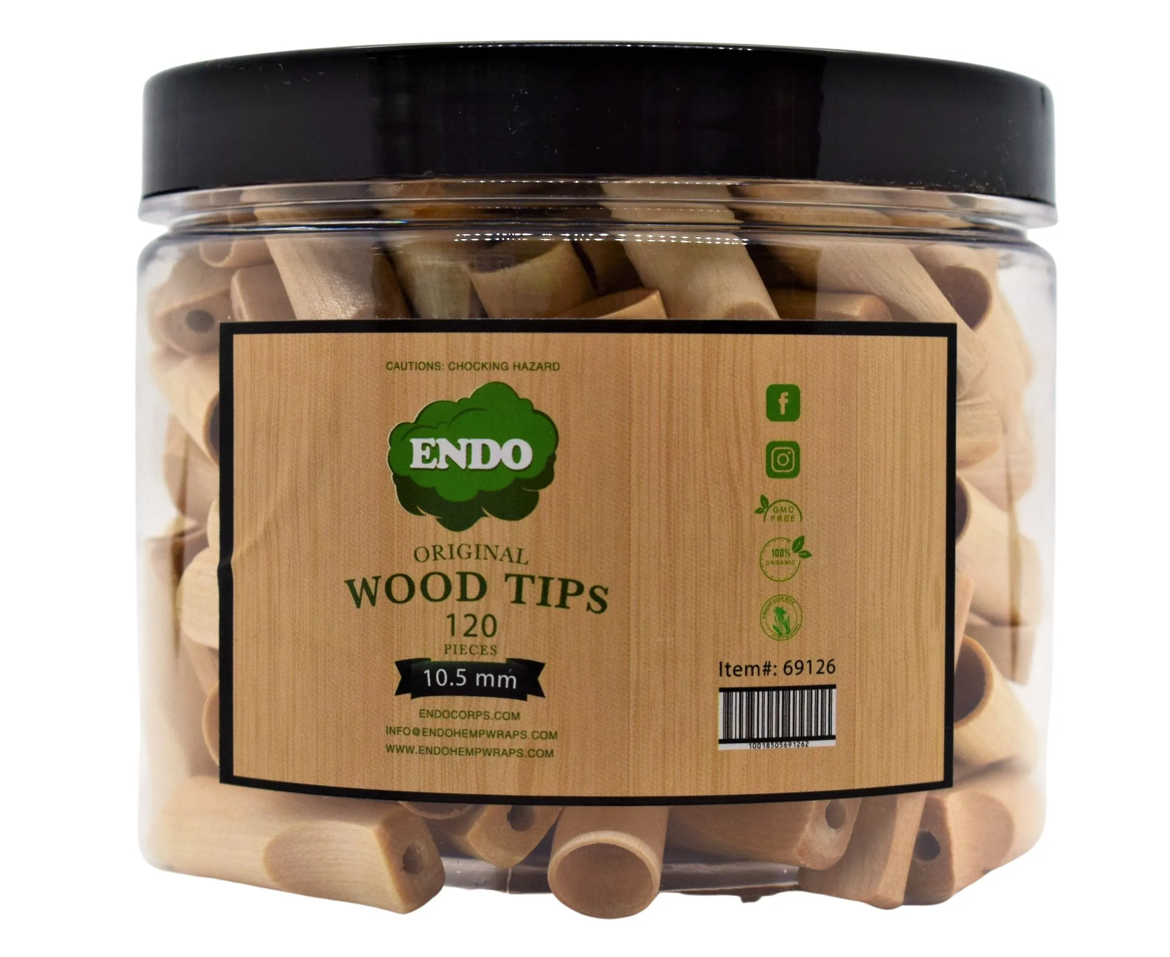 ENDO Wood Tips - 120 Count Per Jar - Various Sizes - (1 Count)