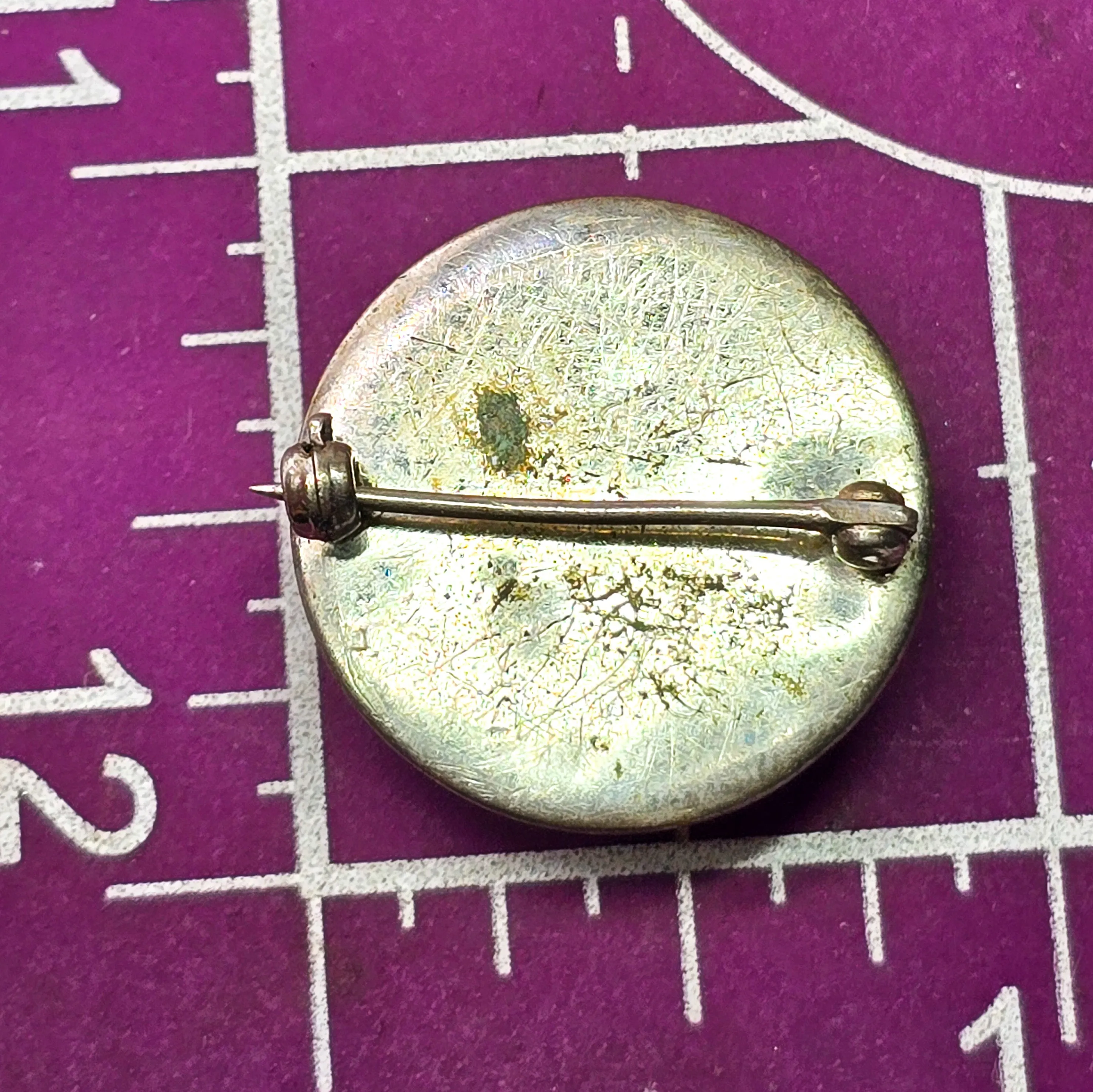 Equestrian Horse jumping intaglio goofus glass mercury painted vintage brooch