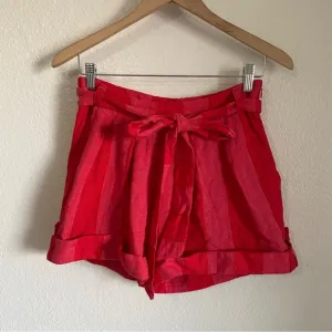 Eva Franco Linen Henry Red Striped Waist Sash Tie Belted Shorts Anthropologie