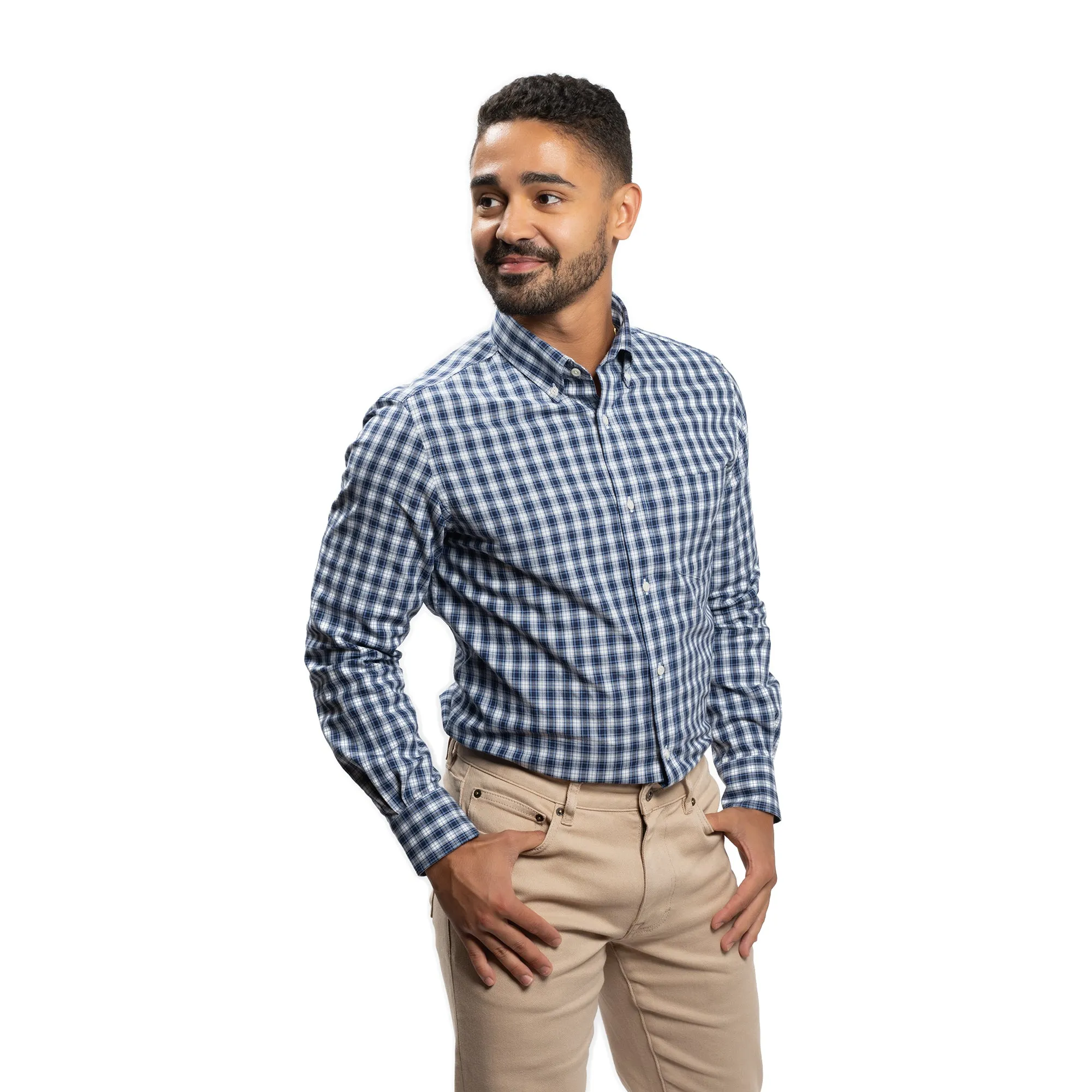 Everyday Stretch Oxford Standard Fit -  Blue White Tattersall