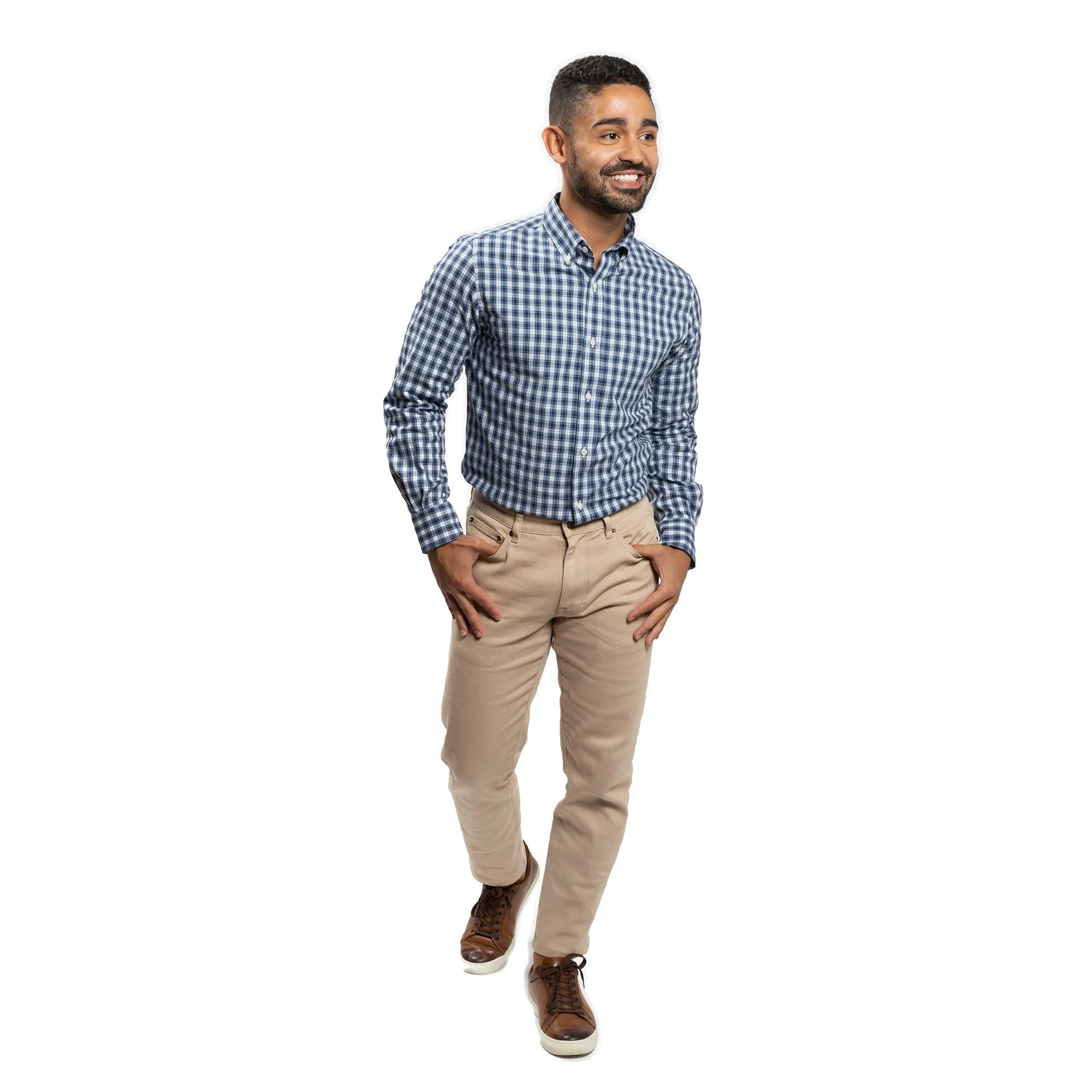 Everyday Stretch Oxford Standard Fit -  Blue White Tattersall