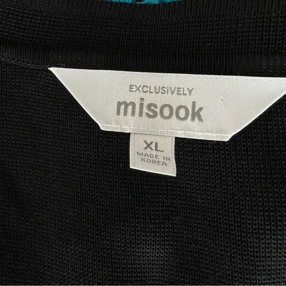 EXCLUSIVELY MISOOK Knit Cardigan Jacket Metallic Mosaic Zip Front Pockets XL