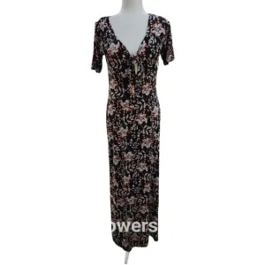 Express Floral Maxi Dress with V-Neckline and Keyhole