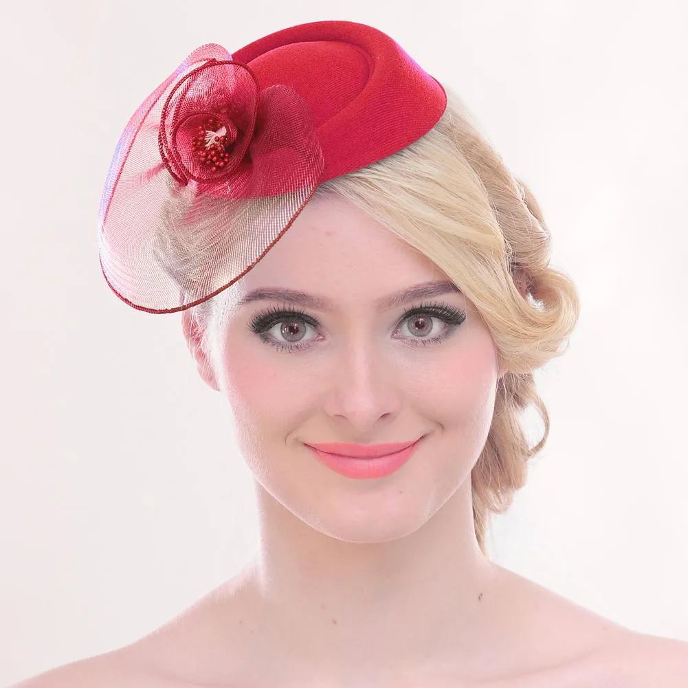 Fascinator Hat Flower Mesh Ribbons Headband Tea Party Headwear for Women