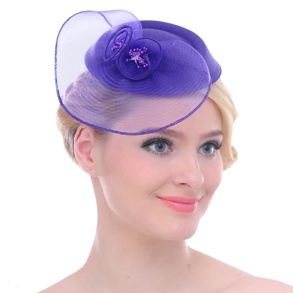 Fascinator Hat Flower Mesh Ribbons Headband Tea Party Headwear for Women