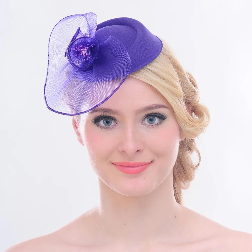 Fascinator Hat Flower Mesh Ribbons Headband Tea Party Headwear for Women