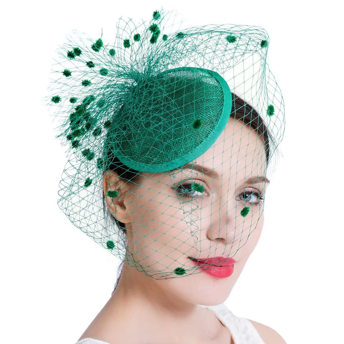 Feather Mesh Net Veil Party Fascinator Hat Flower Derby Hat Clip and Hairband