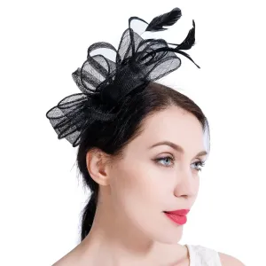 Feather Sinamay Fascinators with Headbands Tea Party Pillbox Hat