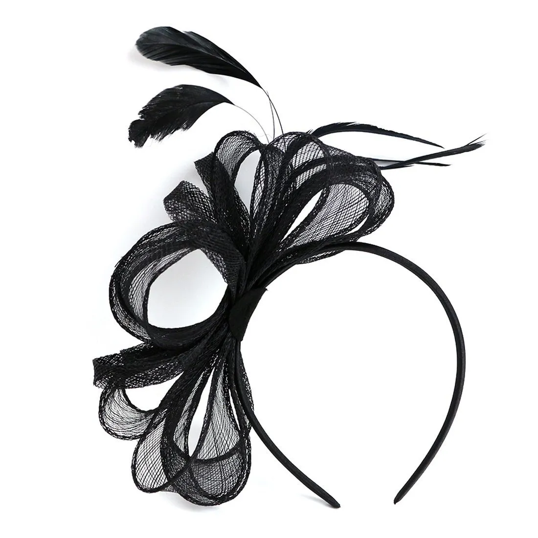 Feather Sinamay Fascinators with Headbands Tea Party Pillbox Hat
