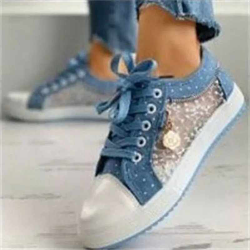 Female Stylish Mesh Hollowed Out Student Lace-up Flat Shoes