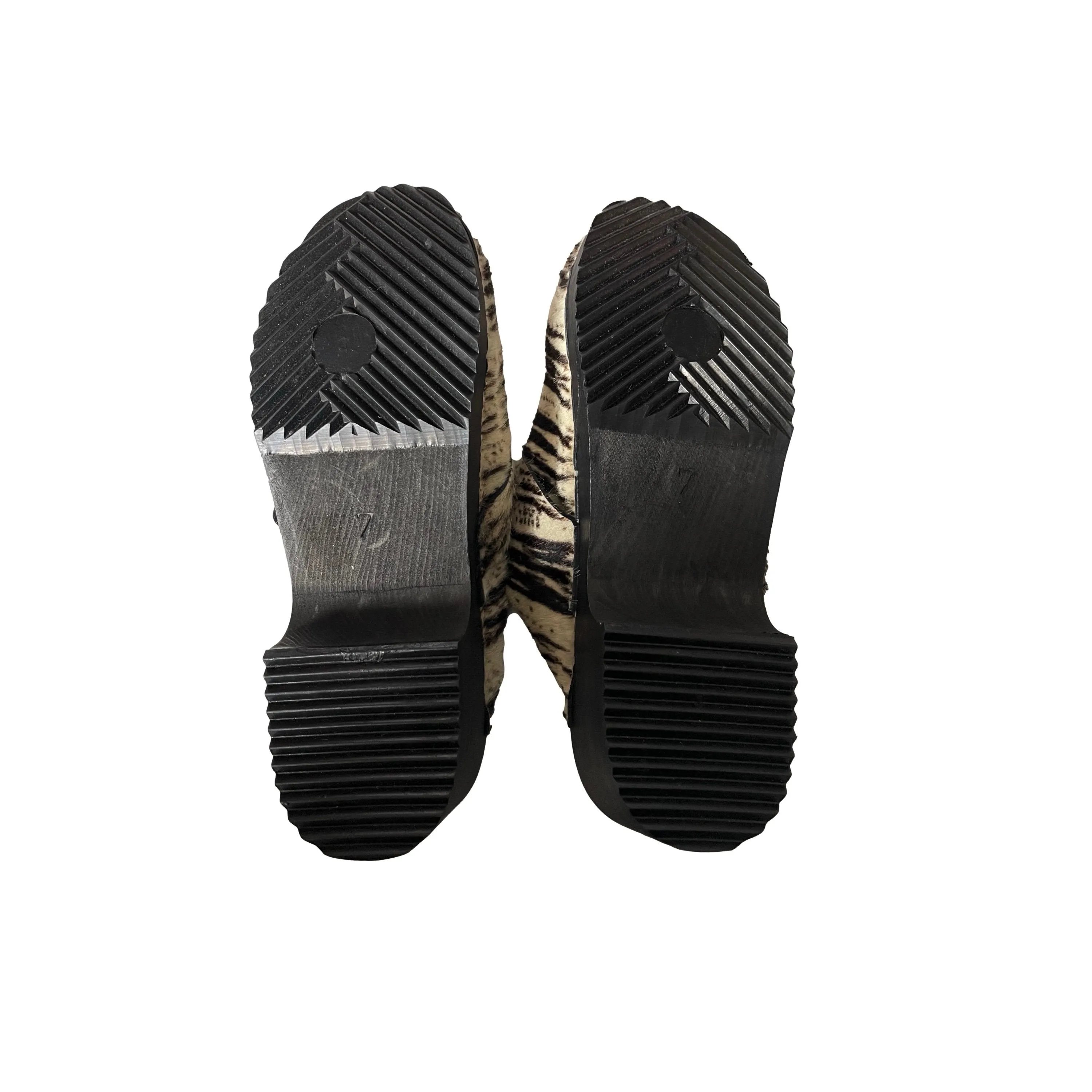 Fendi Zebra Stripe Calf Hair Clogs