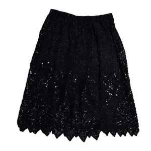 Flapper Style Art Deco inspired vintage beaded semi sheer midi skirt L